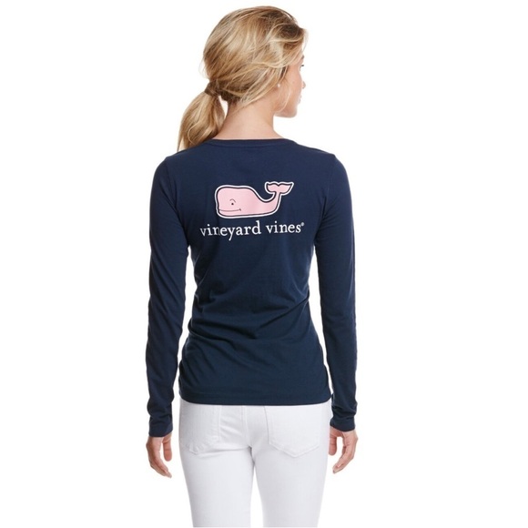 Vineyard Vines Long Sleeve VV Logo Tee Women’s Medium - Picture 1 of 9